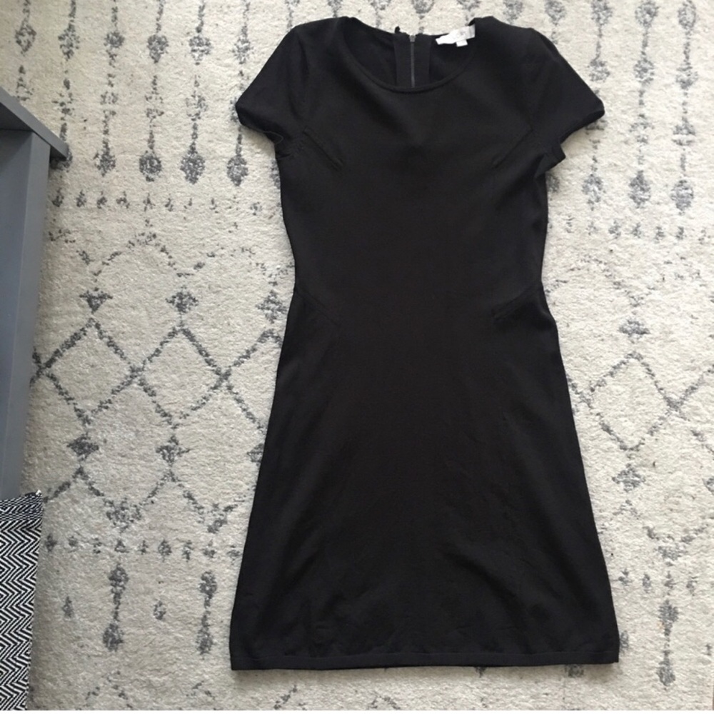 LOFT Black Dress with Cap Sleeves